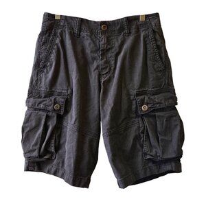 American Eagle Longer Length Cargo Shorts Men's 30 Black Y2K Style Streetwear